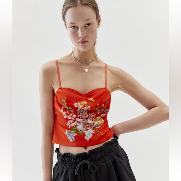 Urban Outfitters Red Balconette Bra with Floral Mesh Cami - Picture 6 of 6